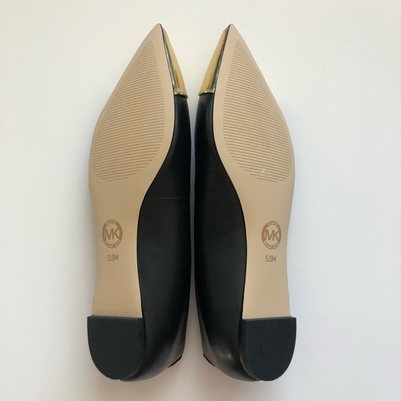 MICHAEL KORS Carissa Black Gold Cap Flats 5.5 - Picture 4 of 8